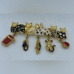 Jennifer Moore Gold Tone Cats Brooch